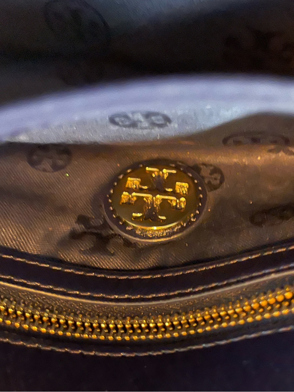 Tory Burch Navy Blue Leather Shoulder Purse/Clutch With Gold Chain - Picture 6 of 10